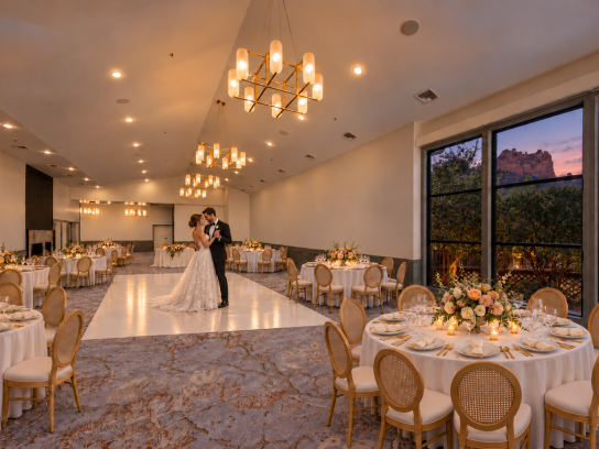 Garden Ballroom with Wedding Setup with Couple dancing on dance floor