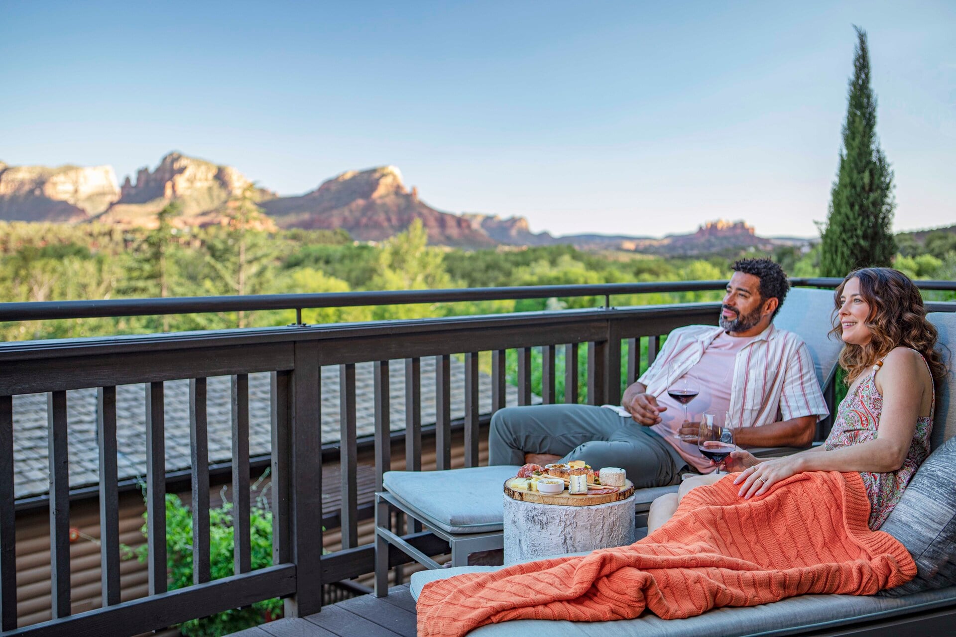 Couple lounging on the balcony