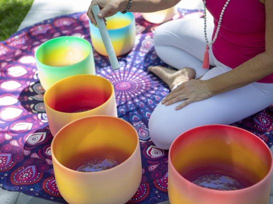 Colorful sound jars at L'Apothecary spa