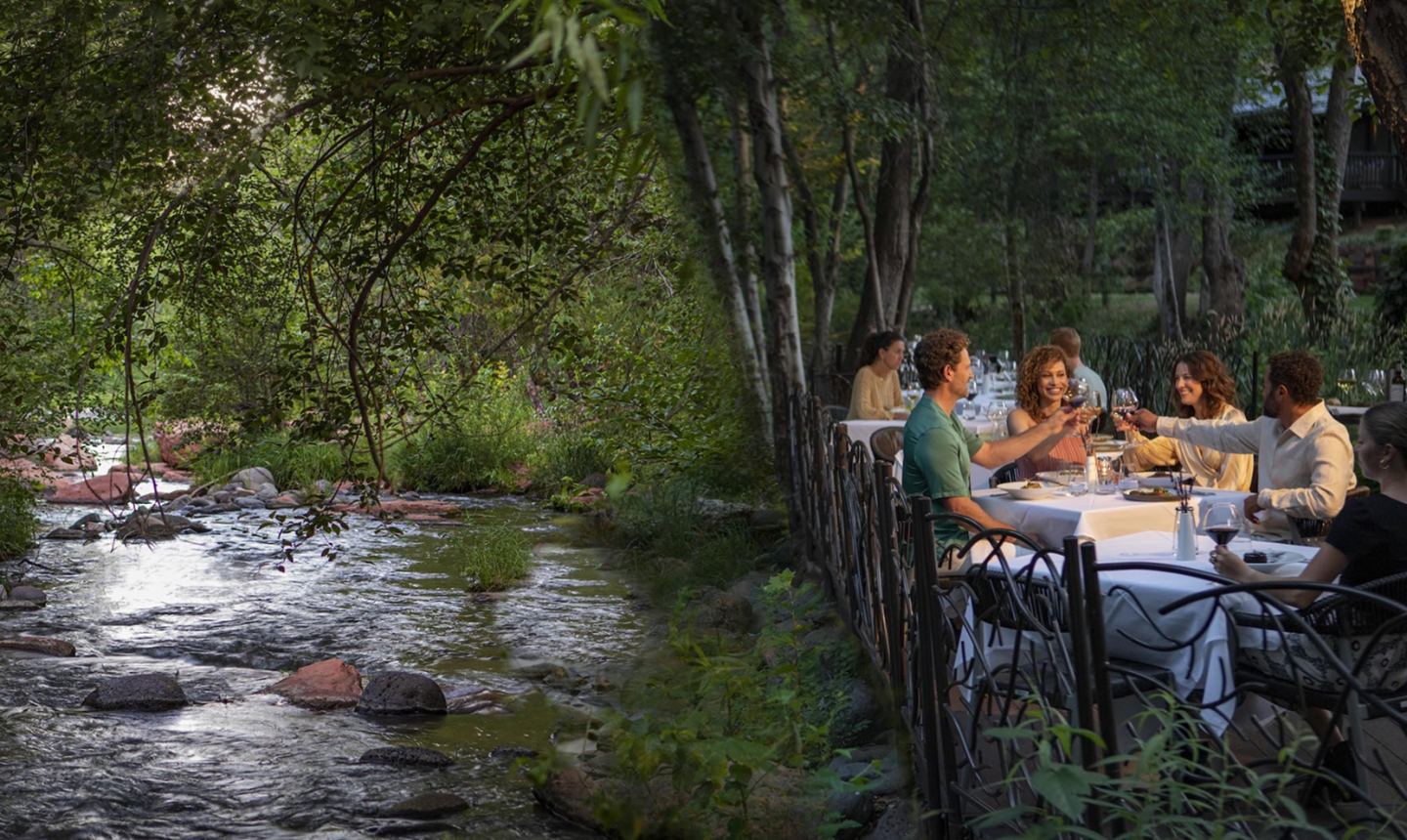 People dining on oak creek
