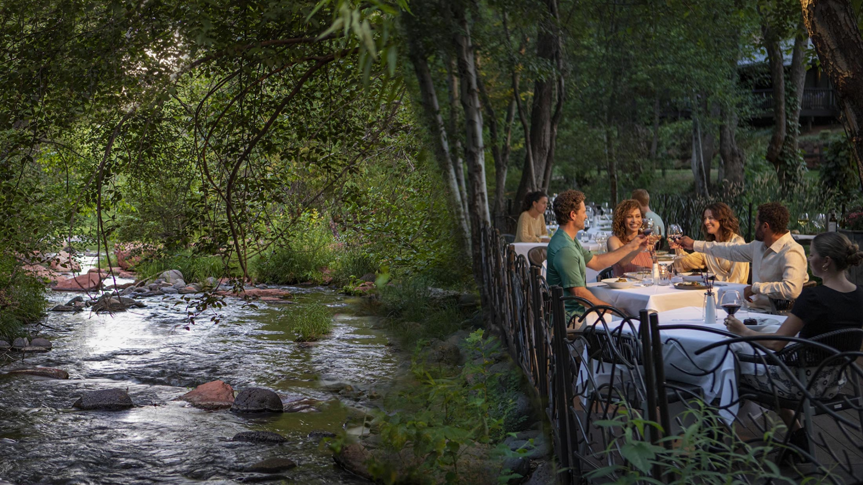 People dining on oak creek