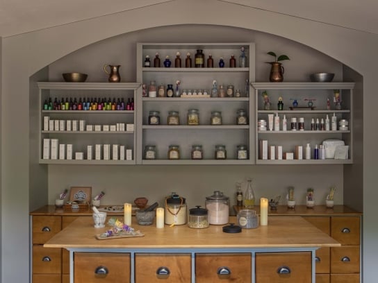 assortment of herbs available to blend at L'Apothecary spa