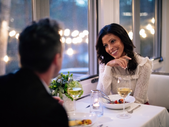 Couple Dining inside Cress on Oak Creek