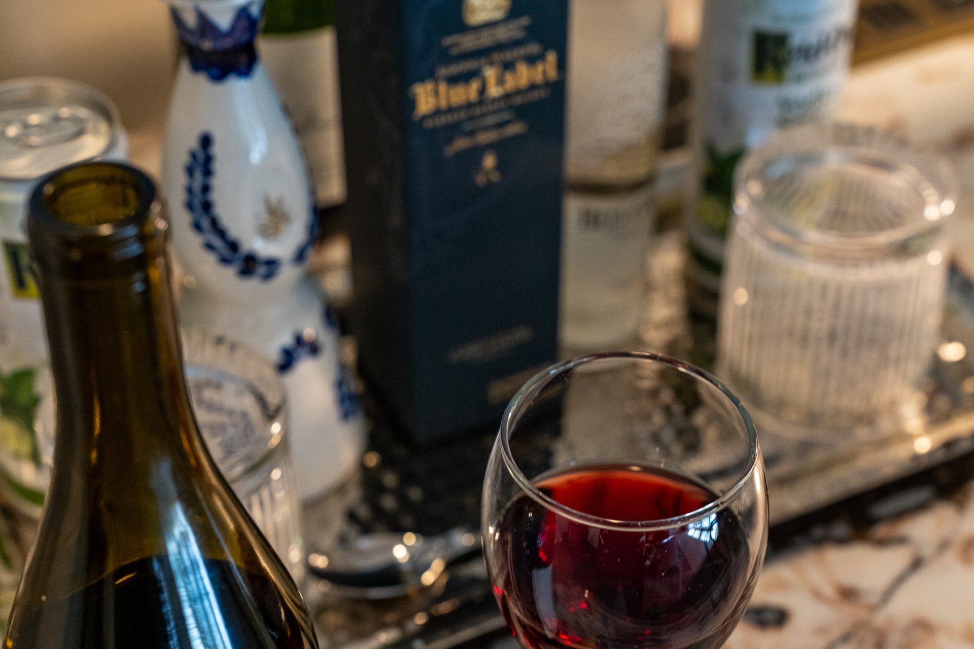 Mini Bar with Poured Wine