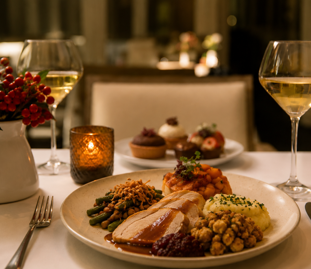 Cress Thanksgiving buffet plate inside the restaurant