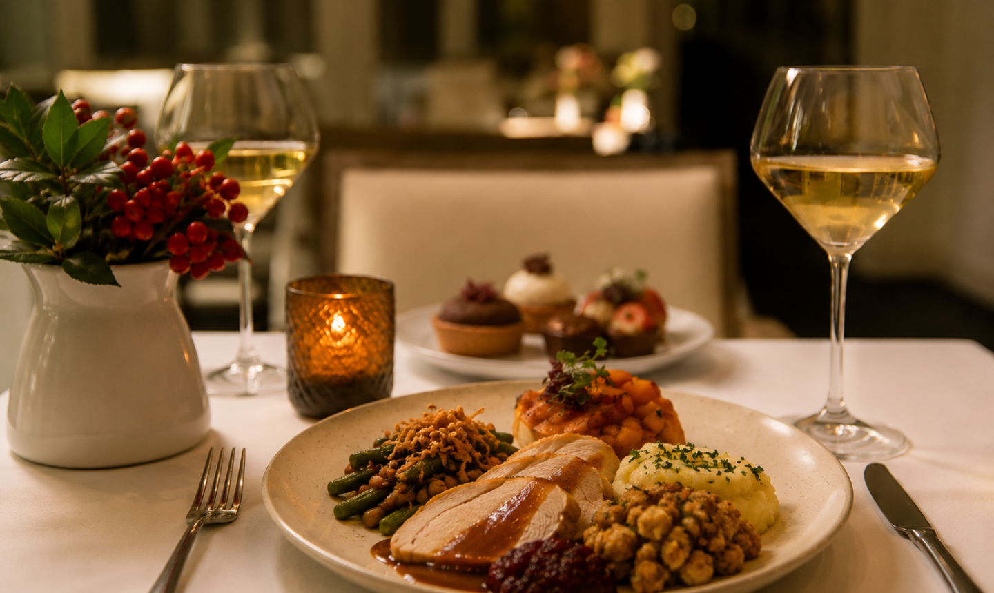 Cress Thanksgiving buffet plate inside the restaurant