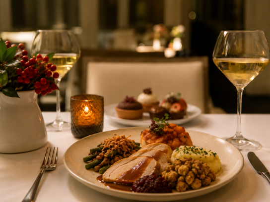 Cress Thanksgiving buffet plate inside the restaurant